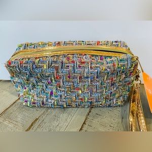 Loft Textured tweed makeup / accessories bag great for gifting or travel